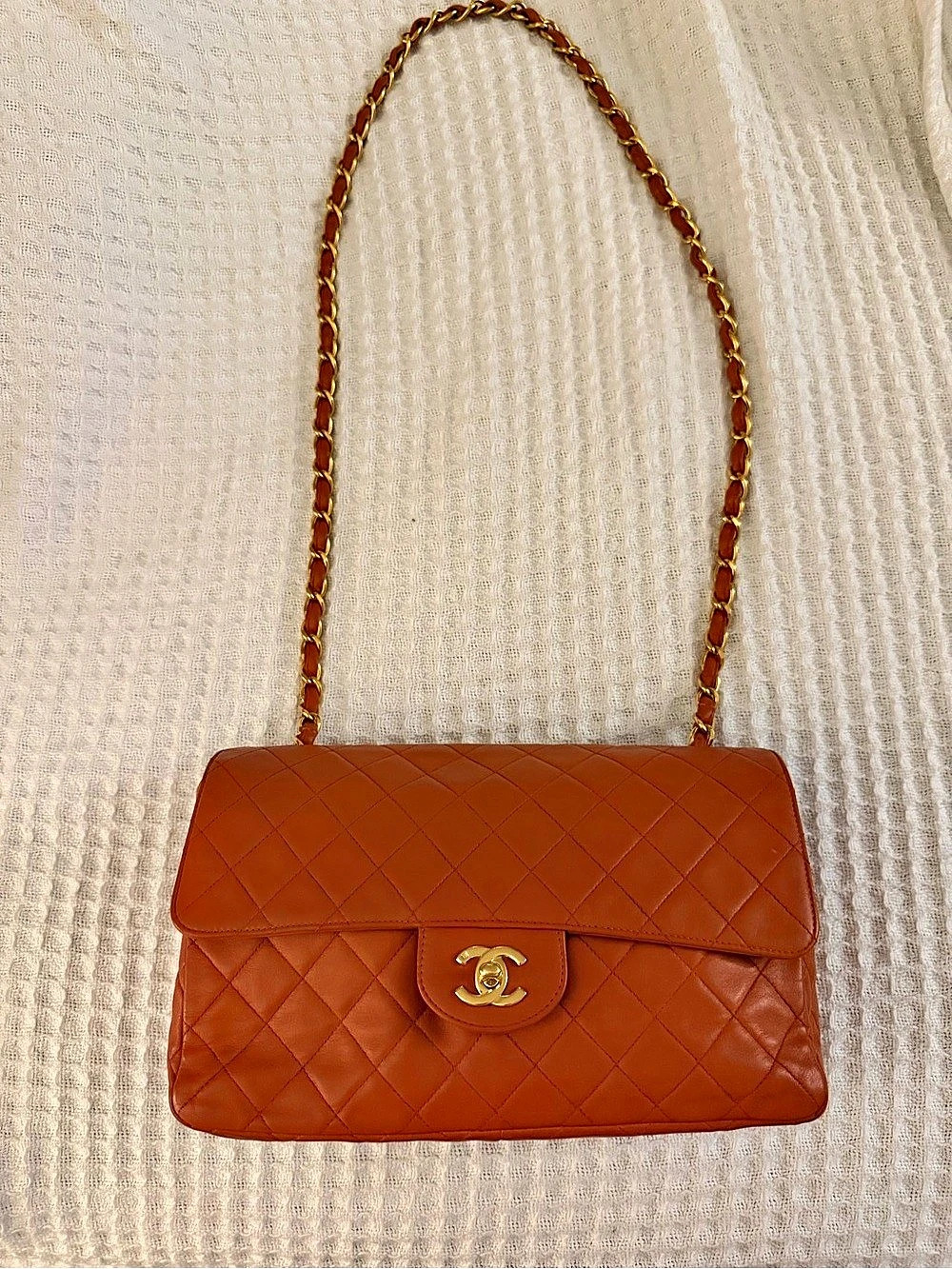 Chanel Classic Flap Quilted Shoulder Bag in Orange